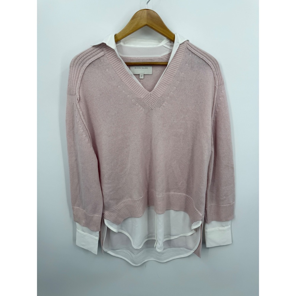 Brochu Walker The Looker Layered V-Neck Sweater Women S light Pink Wool Cashmere